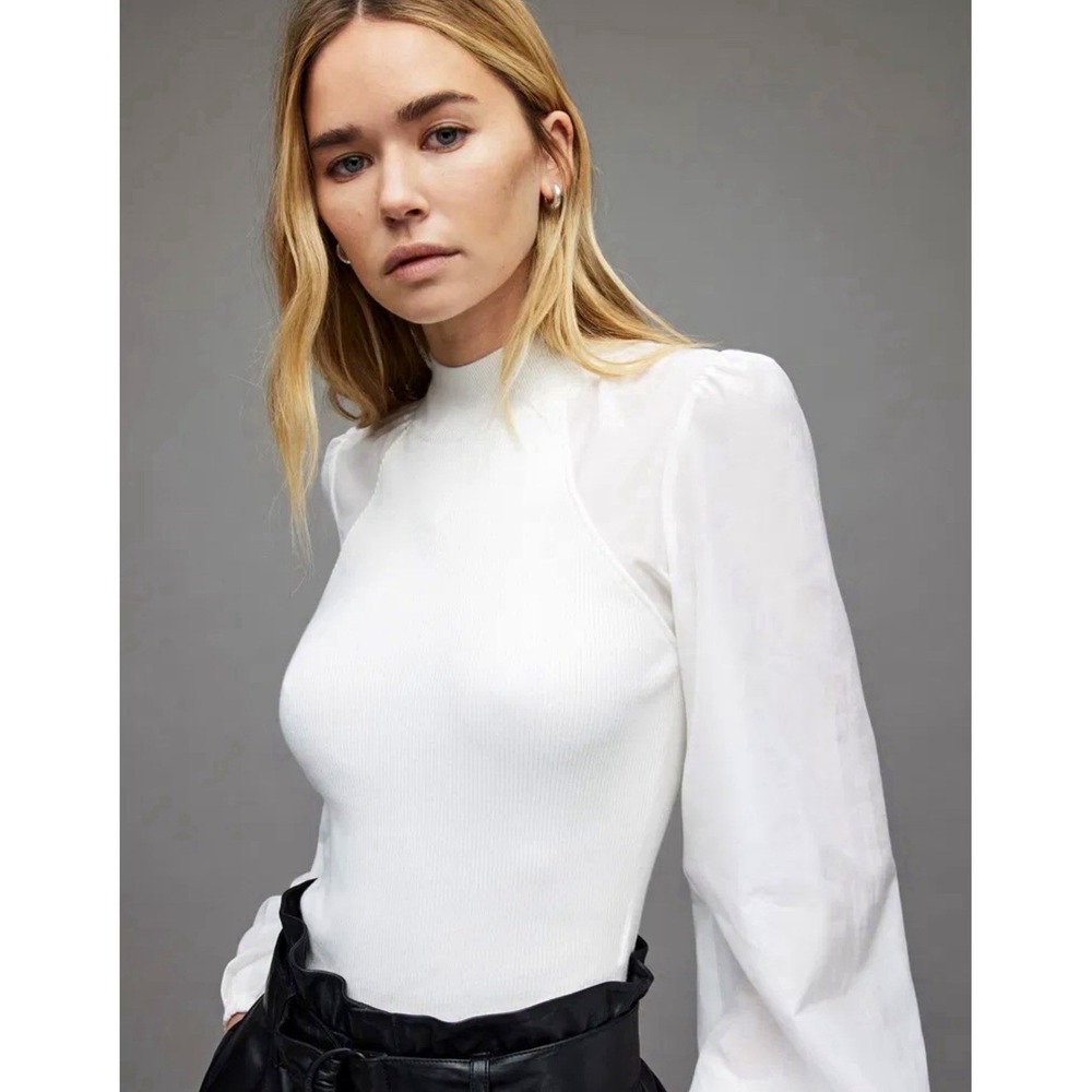 ALLSAINTS Cleo Ballon Sleeve Top Women's 6 Retail $219